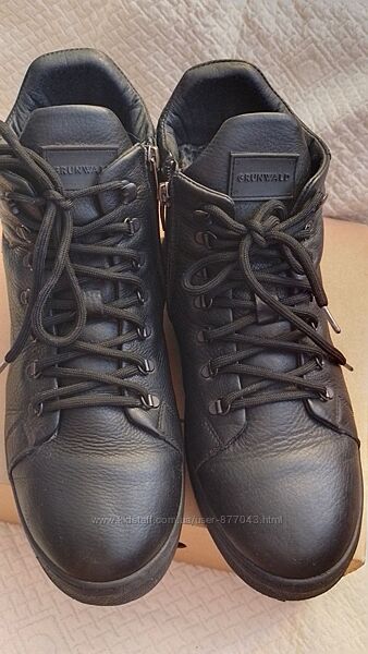 Кросівки ботинки чоловічі шкіряні зимові теплі кеди напівчоботи Grunwald