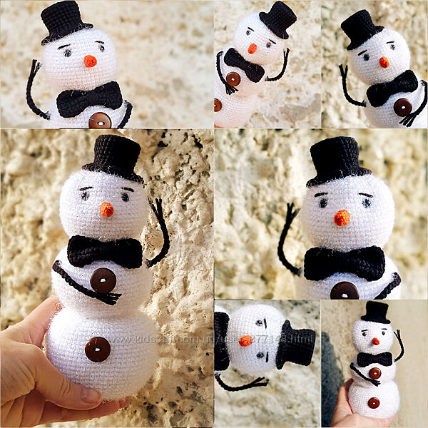 Снеговик новогодний хендмейд новый 20 см