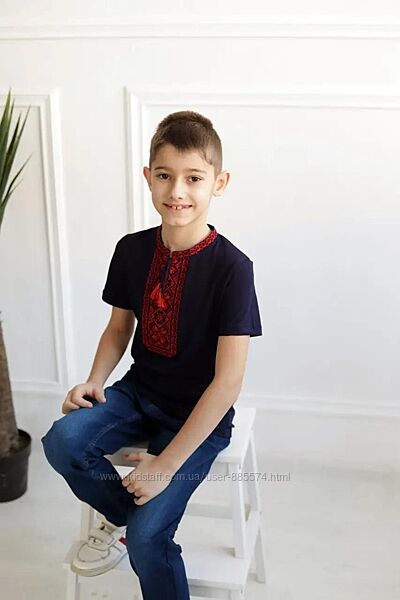 Вишиванка для хлопчика трикотажна футболка Вишнева