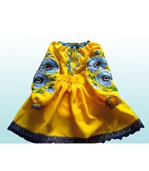 Костюм-вишиванка для дівчинки, вишиті костюми для дівчаток Жовтий мак