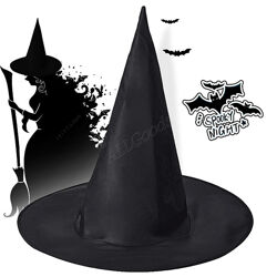 Шляпа ведьмы, колпак волшебника Черная однотонная