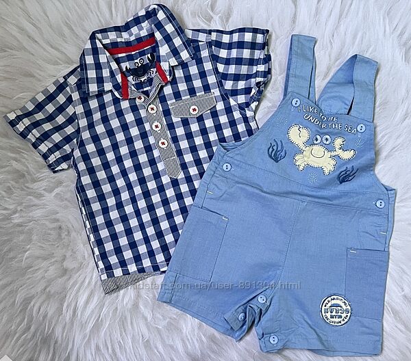 Стильний  комбінезон  шорти для хлопчика 3-6 міс і рубашка
