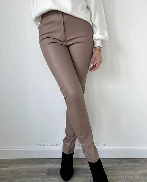 Стильные кожаные брюки женские Casual тонкие  Норма 3 расцветки