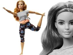 Кукла рыжая йога Barbie made to move curvy Барби двигайся как я полная