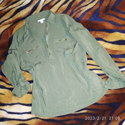 Рубашка, блузка хакі 100 віскоза , розмір s