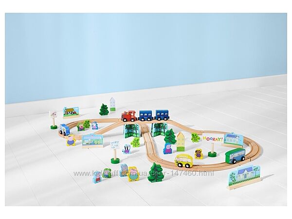 Peppa Pig Wooden Train Set Деревянная железная дорога. В наличии