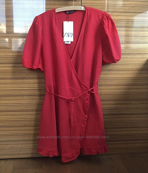 нова червона лляна сукня Zara Новое красное платье Зара