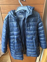 Синє пальто довга куртка Zara