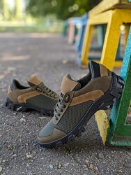 Кроссовки летние, 40-45 размер, кожа, сетка, оливка, хаки, военные, 