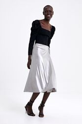 Шикарная, с отливом, юбка миди на запах от zara