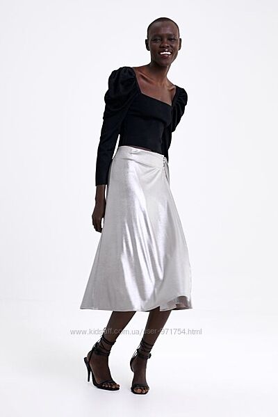 Шикарная, с отливом, юбка миди на запах от zara