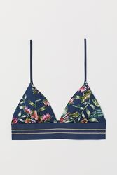 Темно-синий ветх от купальника в цветы от hm размер 32