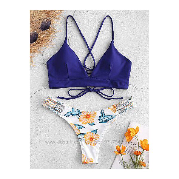 Раздельный купальник со шнуровкой на спинке от zaful