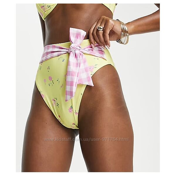 Желтые плавки в цветочки на высокой посадке от asos