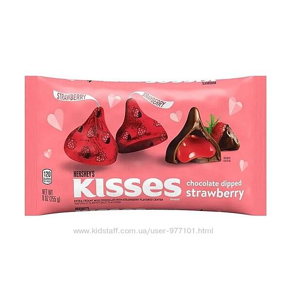 Конфеты Hershey&acutes Kisses Chocolate Dipped Strawberry с клубникой