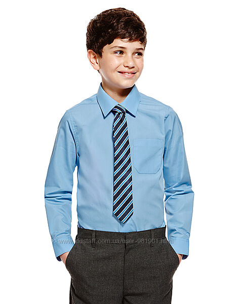 Шкільна сорочка блакитна з довгим рукавом на хлопчика