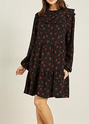 Ярусное платье миди Zara с цветочным принтом 