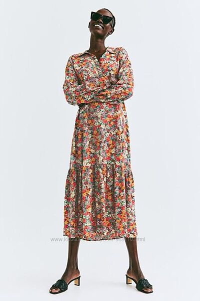 Цветочное платье миди оверсайз H&M