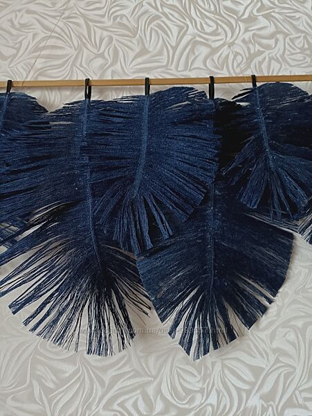 Декор из денима - листья монстеры и пальмы