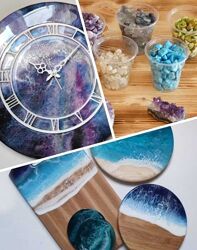 Мария Лаптева набор Космос Аметистовый срез Море РезинАРТ Мрамор