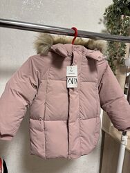 Пуховик Zara 116 розмір рожевий