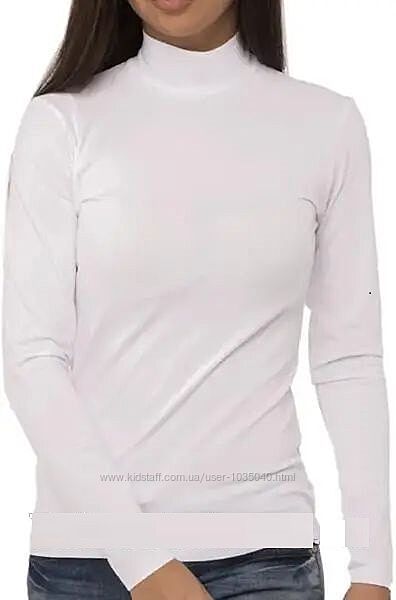 Білий базовий жіночий гольф, бавовна на бвйці, S-3XL