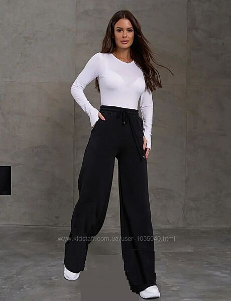 Штани-Палаццо жіночі молодіжні, стильні, чорні, S, M, L, XL