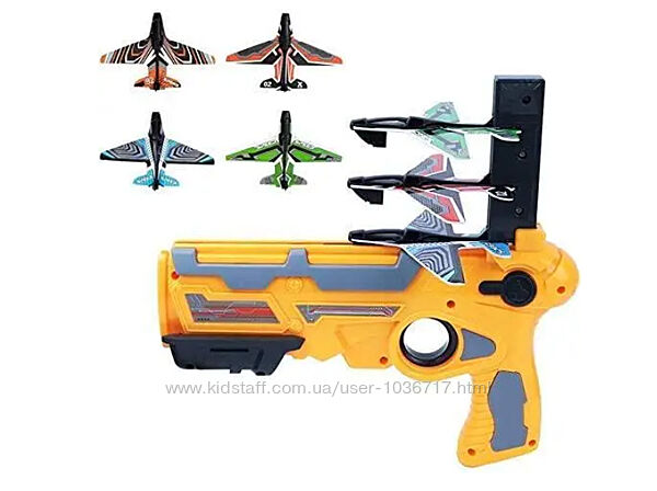 Дитячий іграшковий пістолет з літачками air battle катапульта з літаками