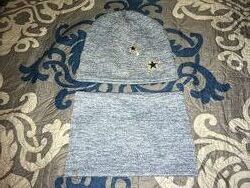 Детская шапка с хомутом  размер 52-54, серый. 