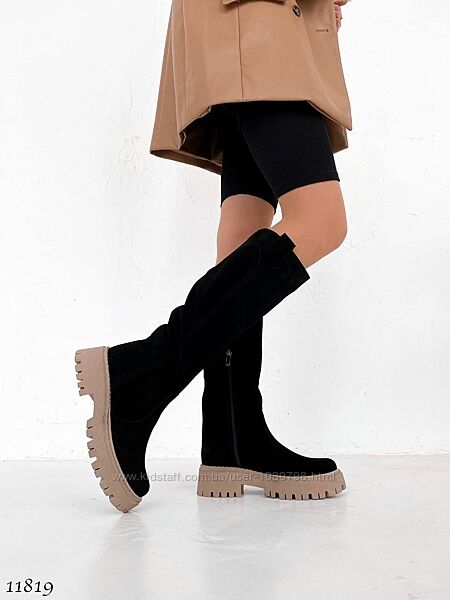 Демісезонні чоботи - труби Nikka. Натуральна замшева шкіра