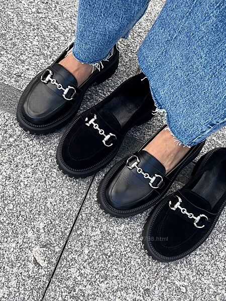 Туфлі лофери з декором. Два види. Натуральна шкіра