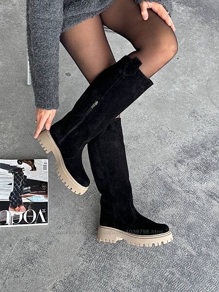 Чоботи - труби єврозима. Натуральна замшева шкіра. Виробник Україна