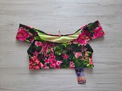 Купальный топик черный розовый в цветы Forever 21 на девочку-подростка XS S