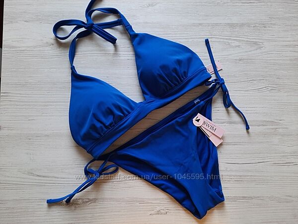 Синий купальник halter Victorias Secret пуш-ап пушап разные плавки M S XS