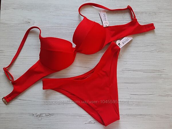 Красный купальник Victorias Secret съемный пуш-ап 36В М бразилиана 80В 80B