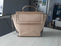 Бежевая нюдовая серая сумка Cromia Италия натуральная сафьяновая кожа