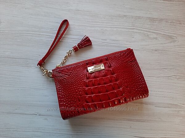 Брендовый красный клатч Brahmin натуральная кожа кожаный США wristlet