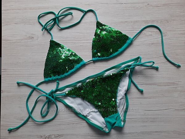 Зеленый бирюзовый купальник пайетки в пайетках M L Victorias Secret