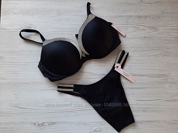 Черный купальник со стразами стразы с камнями Victorias Secret 32В 34Д