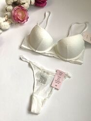 Комплект Білизни H&M. Білий. Горошок/Сітка. 75А/S.