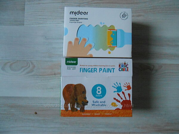 Пальчиковые краски и набор штампов Mideer.