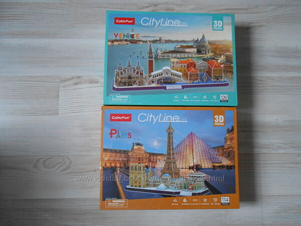 3D пазлы CubicFun City Line Париж и Венеция.