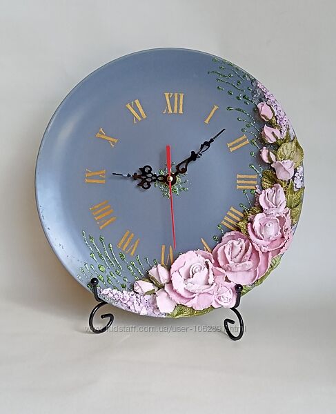 Керамічний настінний годинник букет троянд квітковий декор