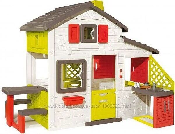 Игровой домик для друзей Smoby с чердаком и летней кухней 810202