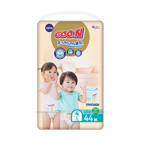 Трусики-подгузники Goo. N Premium Soft для детей L, 9-14 кг, 44 шт 863228