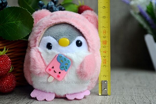 Брелок іграшка м&acuteякий пінгвін, плюшевый розовый пингвинчик с мороженкой