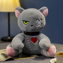 Мягкий плюшевый кот серии Dark, готическая игрушка, сірий кіт