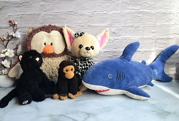 Мякі іграшки собачка Чихуа, глазастик, сова, акула