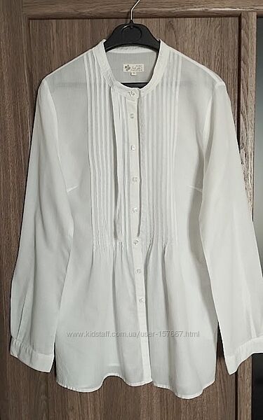 Белоснежная блуза, красивая рубашка, белая туника, р. М