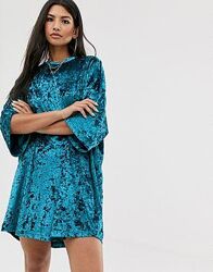 Крутое бархатное мини платье, туника оверсайз от ASOS - от ХХС до ХХХЛ